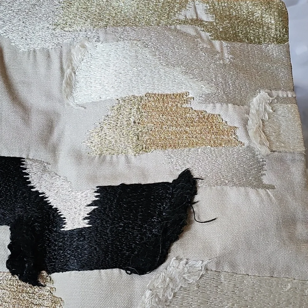 Final Reduction! 2 west elm accent pillow covers black cream gold textured glam